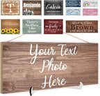 Custom Wood Sign Prsonalized Text Business Home Decor, Personalized Rustic Plaque Board Hanging Wooden Name Sign for Wall Art, Customized Signs Plank Decoration Gifts for Wedding Family Farmhouse Kitchen, Rectangle