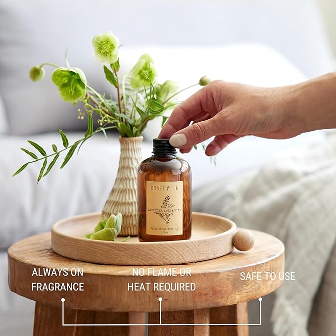 Lavender, Sage & Mint Reed Diffuser Oil Refill | Reed Diffuser Refill for Craft & Kin Diffusers | Long Lasting Home Fragrance - 5.75 oz
