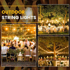 100FT Outdoor String Lights, LED Patio Lights with 50+3 ST38 Vintage Edison Shatterproof Bulbs, IP65 Weatherproof Outside Hanging Lights for Backyard Bistro Cafe Garden(50FTx2)