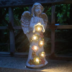 Angel Solar Garden Outdoor Statues with Succulent Plants and 6 LED Lights– Outside Solar Garden Decor Figurines -Remembrance & Sympathy Gifts Decorations