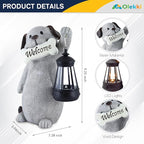 Solar Dog Statues for Garden Decor - Outdoor Dog Figurines with Solar Lantern for Yard Patio Lawn Balcony Ornaments - Garden Gifts for Mothers Day, Grandma, Easter