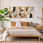 Aurlan Neutral Japandi Wabi Sabi Hand Painted Wall Art(16"x24"), 3PCS Abstract Modern Minimalist 3D Textured Canvas Artwork, Large Contemporary Terracotta Brush Strokes Decor Prints for Office Bedroom