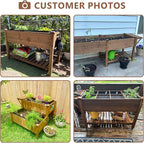 Raised Garden Bed with Legs Outdoor,Elevated Garden Box,Storage Shelf, Protective Liner for Backyard,Patio,Balcony,80x23x30in (Brown)