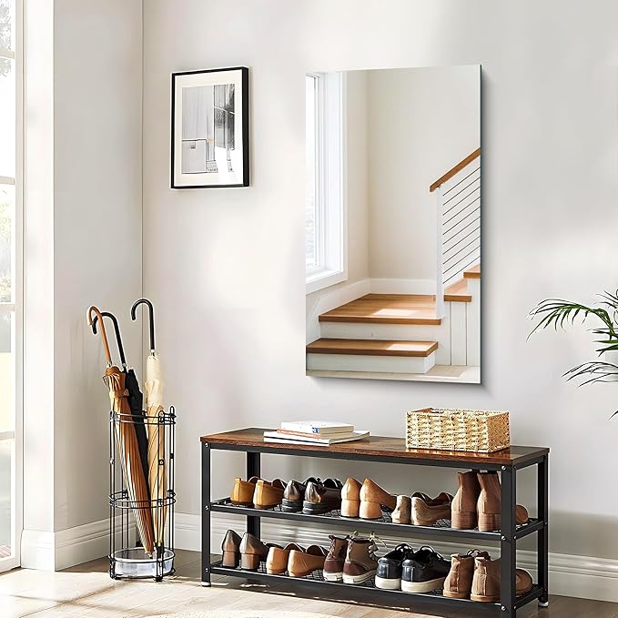 Frameless Mirror, 20x36 Inch Bathroom Mirrors for Wall, Rectangle Bathroom Vanity Mirrors with Polished Edge, Hangs Horizontally or Vertically for Bathroom, Bedroom and Living Room