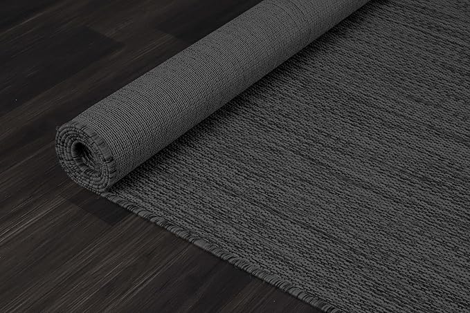 CAMILSON Outdoor Rug 8x10 Modern Area Rugs for Indoor and Outdoor Patios and Porches - Waterproof, Washable, Non-Shedding, Easy-to-Clean Outside Carpet (8 x 10, Solid - Dark Gray)