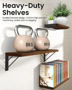 BAYKA Floating Shelves for Wall, Book Shelf for Bedroom, Wall Decor Shelves for Living Room Kitchen, Wood Floating Shelf for Home Decor, Corner Shelf for Bathroom, Office(Walnut-Toned,Set of 3)