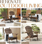 IDZO Outdoor Wooden Folding Adirondack Chair Set of 2 with Pre-Assembled BackRest, Wood Patio Chair for Garden Backyard Porch Pool Deck Firepit