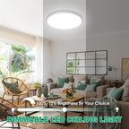 SunRider 4-Pack 16 Inch LED Flush Mount Ceiling Light, 3200LM, 5000K Daylight White, 32W Dimmable Modern Round Flat Ceiling Lights for Living Room