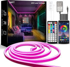 26FT LED Neon Rope Lights, BUNACET RGB Strips Light with RF Remote & APP Control,Flexible IP65 Waterproof Outdoor, Music Sync,DIY Design,24V LED Strip Lights for Gaming Livingroom Wall Christmas Decor