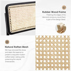 Natural Rattan Dining Chairs Set of 4, Modern Kitchen Chairs with Solid Wood Back, Upholstered Cesca Side Chairs with Comfy Linen Cushion