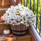 Artificial Flowers for Outdoors Fall Decoration, 4 Bundles Fake Bougainvillea Flower Plants UV Resistant Faux Fall Flowers for Planters Outside Patio Porch Window Garden Home Decor, Fall White