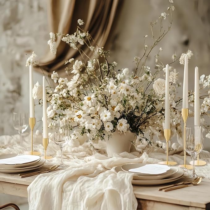 French Gold Taper Candle Holders for Wedding Table Centerpiece,Tall Taper Candlestick Holders Bulk Set of 15,Metal Candle Stick Holders for Dinning or Mantel Centerpiece,Party Home Decor