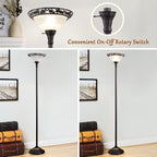 Luvkczc Victorian Floor Lamp, 70" Elegant Standing Lamp with Alabaster Glass Shade, Metal Pole & Heavy Base, Vintage Tall Corner Lamp for Bedroom, Living Room, Office. No Bulbs (1 Head)