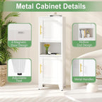 47.24" H Metal Narrow Bathroom Storage Cabinet Pantry Storage Cabinet, 2 Adjustable Shelves for Kitchen, Home Office, Living Room, Dinning Room (White)