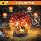 Solar Globe Lights Outdoor Waterproof-Solar Balls-Solar Garden Lights-Orbs for Outside 2 Pack Cracked Glass Ball for Lawn Patio Yard Backyard Decorations