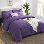 CozyLux Full Size Comforter Sets Purple, 7 Pieces Bed in a Bag, Purple Comforter Full Size, All Season Bedding Sets with Stitch Quilted Comforter, Flat Sheet, Fitted Sheet, Pillowcases