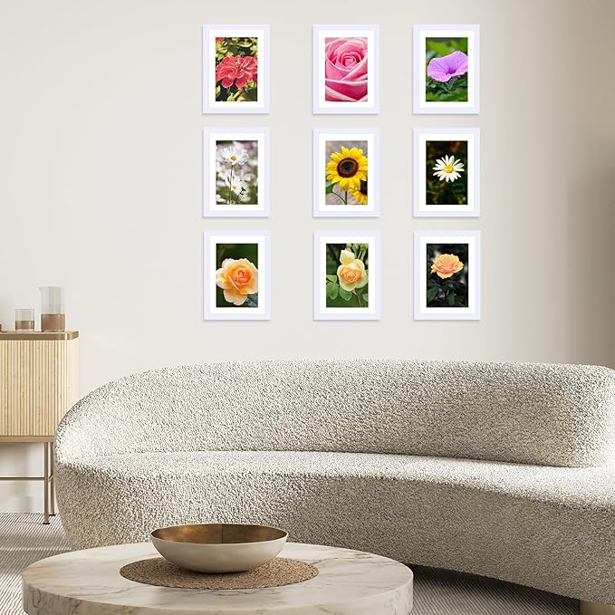 12 Packs 5x7 Picture Frames Bulk, Display 4x6 with Mat or 5x7 Without Mat, White Gallery Frame Set, 5 by 7 Frames Bulk Set of 12, Collage Wall Decor Photo Frame Set for Wall and Tabletop, White