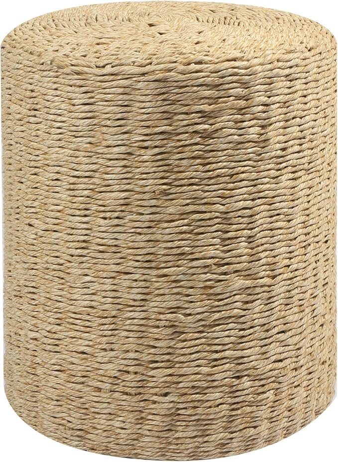 Wimarsbon Decor Round Pouf Ottoman Single Strand Paper Rope Pouf Footrest, Foot Stool, for Bed Room Living | Room | Accent Seat (Brown Paper Rope