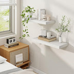 Fun Memories 24 Inch Floating Shelves for Wall, 9 Inch Deep White Rustic Wood Wall Mounted Shelves for Bathroom, Kitchen, Living Room, Set of 2