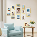 Vittanly 15 Pack Picture Frames Collage Wall Decor for Mounting or Tabletop Display, Gallery Frame Set for Family, Multi Sizes Including 3pcs 8x10, 6pcs 5x7, 6pcs 4x6, Gold