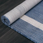 Bordered Outdoor Rug 8x10 Washable Outside Carpet for Indoor Patio Porch Waterproof Easy Cleaning Non Shedding Area Rugs Blue 8 x 10