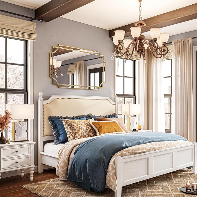 Kelly Miller 30"x48" Large Gold Mirror for Wall Decor, Modern Decorative Mirror Rectangle Wall Vanity Mirror Bevelled Full Length Mirror for Bathroom Living Room Bedroom Farmhouse Fireplace Entryway