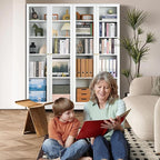 32" Wide Metal Storage Cabinet with Acrylic Doors and 4 Adjustable Shelves, 71" Tall Bookshelf, 5-Tier Freestanding Kitchen Pantry Cabinet with Anti-Tipping for Small Spaces/Kitchen/Living Room