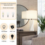 White Ceramic Table Lamps 21.5In, Modern Plug in Table Lamp Decor for Bedroom Bedside Nightstand Living Room Office Desk