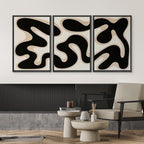 SIGNWIN Framed Canvas Print Wall Art Modern Abstract Organic Shapes Black and Beige Fluid Pattern Photography Modern Art Minimalist Black and White for Living Room, Bedroom, Office - 16"x24"x3 Black