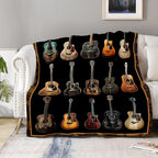 Aimego Music Guitar Blanket Gifts for Men - Guitar Players Rock Musical Theme Guitar Lover Throw for Teens Enthusiast Band Singer Fleece Cozy Plush Birthday Christmas Lightweight 50"x60"