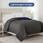 Martex Reversible Coverlet – King Bed Quilt – Lightweight King Size Bedding – Durable King Size Quilts for Bed – Soft - Easy Care Bedding – Graphite/Navy
