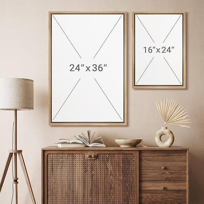 SIGNFORD Framed Canvas Print Wall Art Set Abstract Neutral Landscape Modern Beige and Brown Illustration Modern Art Decorative Nordic Nature for Living Room, Bedroom, Office - 24"x36"x2 Natural