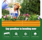 Land Guard Galvanized Raised Garden Bed with Legs, 96×24×32in Raised Garden Beds Outdoor with Drainage Holes, Planter Boxes Outdoor for Backyard, Patio, Balcony, 800lb Capacity, Cream Yellow