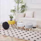 Wimarsbon Small Ottomans, 100% Hand Knitted Pouf, Round Footrest with 4 Non-Skid Wood Legs, Boho Décor Cotton Rope Pouffe Beside Sofa, Leisure Floor Step Chair for Living Room (Yellow)