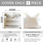 BlissBlush Gray Boho Decorative Throw Pillow Cover 18x18 Square Farmhouse Accent Cushion for Couch Sofa Livingroom Bedroom Pillowcase Modern Home Décor (Pack of 1)