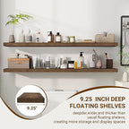 55 Inch Floating Shelves, 55"x9.25"x1.5" Inch Deep Floating Shelves for Wall, Wooden Shelves for Bathroom, Bedroom, Living Room, Brown