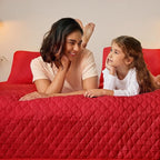 Exclusivo Mezcla Reversible Twin Quilt Bedding Set with Pillow Sham, Lightweight Quilts Twin Size, Soft Bedspreads Bed Coverlets for All Seasons - (Red, 68"x88")