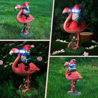 Solar Flamingo Gnome Garden Decor Statue, Outdoor Funny Solar Light Decoration for Yard, Patio, Lawn, Unique Housewarming, Birthday Gift for Women, Mom, Grandma