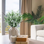 8 Pack Artificial Plants Flowers Grass Shrubs No Fade Faux Plastic Flowers Outdoor for Vases Farmhouse Garden Porch Patio Office Indoor Wedding Decoration Greenery Fake Plants (5#White)