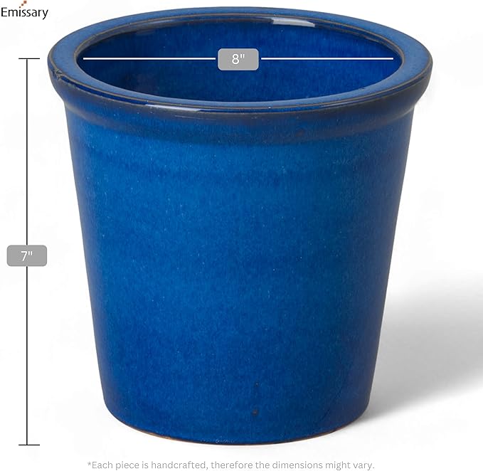 Emissary Round Stoneware Planter (Parent SKU 12012) (Blue, 8" D x 7" H)