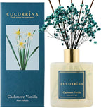 COCORRÍNA Reed Diffuser - Cashmere Vanilla 17 Fl.oz Reed Diffuser with 8 Sticks Scented Diffuser with Preserved Flowers for Bathroom Home Decor