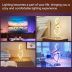 Mayful Modern RGB Table Lamp with LED Spiral Design, Gold Bedside Lamp & Nightstand Lamp, Touch Dimmable with 7 Colors & 10 Modes for Bedroom, Living Room, Home Office, 15W