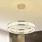 Modern Gold Led Pendant Light,50W Dimmable LED Chandelier Lighting Fixture, 1 Ring Circular Hanging Led Pendant Lighting for Living Room Dining Room Kitchen Island Foyer Office