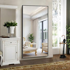 YIROMAN Bathroom Mirror 72"x36", Large Matte Black Bathroom Mirror for Over Sink with Aluminum Frame, Rectangular Vanity Mirror with Right Angle, Wall Mirror Hangs Horizontal or Vertical, Shatterproof