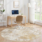 Tortania Washable 10' Round Area Rug for Living Room: Modern Abstract Neutral Large So' Thin Rugs - Non Slip Indoor Carpet for Bedroom Dining Room Office Nursery Home Floor Decoration - Brown Grey