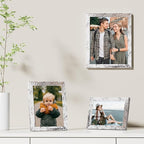 Vittanly 8x10 Picture Frames Set of 9, Shatter Resistant Plexiglass, Display 5x7 Pictures with Mat or 8x10 without Mat, Photo Frames for Wall or Tabletop, Engineered Wood, Distressed White