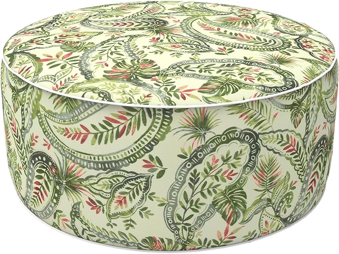 LVTXIII Inflatable Stool Ottoman Footrest with Handle, Decorative Fade-Resistant Foot Stool, Indoor or Outdoor Pouf for Home Garden and Camping Use, 21x21x9, Faylinn Shadow Paisley
