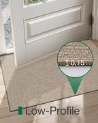 LUMI Indoor Door Mat 24"x36", Ultra Thin Low Profile Non-Slip Doormat for Home Entrance, Absorbent & Stain-Resistant Welcome Mats, Washable Entryway Mat for Front Door, Patio, Porch, Khaki