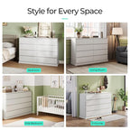 LINSY HOME 8 Drawer Dresser for Bedroom, 53" Wide Chest of Deep Drawers, Modern Farmhouse Wood Dressers with Storage, Large Drawer Organizer for Bedroom, Living Room, Handless Design, White