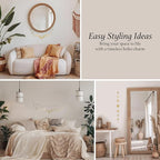 BASE ROOTS Moon Phase, Gold Wall Decor for Bedroom & Living Room, Bohemian Wall Decor, Handmade Hammered Metal 34" 7 Phases Moon, Celestial Wall Art, Gift for Women & Kids